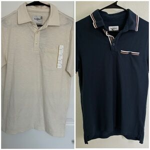 Goodfellow Men's Cream and Navy Polo Shirt Set of 2